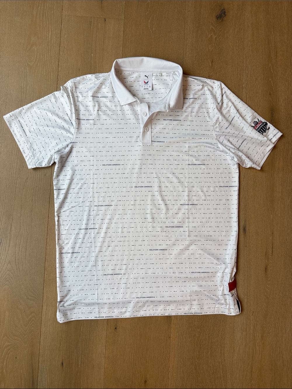 Puma X Volition White Polo with Micro Dot Accent, Size M